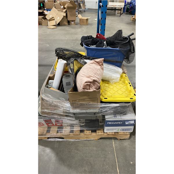 PALLET OF SET DEC PROPS/DECORATIONS - HAMSTER CAGE, NETS, TAKE OUT CONTAINERS, BACKPACK & MORE