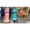 Image 1 : TWO CHILDRENS SLIDES & A TABLE + CHAIR SET
