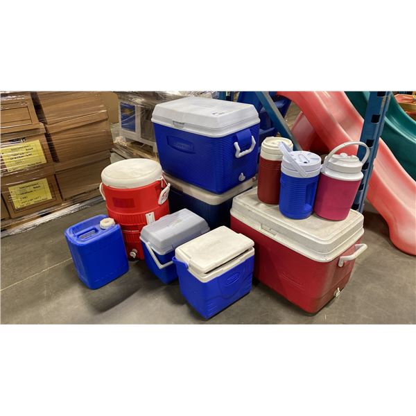 ASSORTED COOLERS & DRINK COOLERS