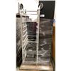 Image 1 : PALLET OF SET DEC PROPS/DECORATIONS - METAL TWO DOOR STORAGE CABINET, BAKERS RACK, TOTES & MORE