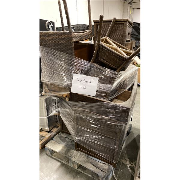PALLET OF SET DEC PROPS/DECORATIONS - RATTAN LOOK FURNITURE *MUST TAKE ALL*