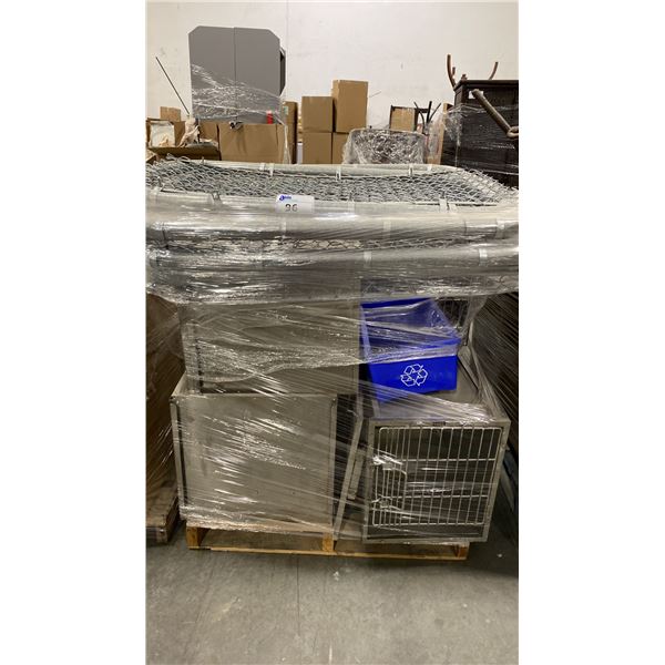 PALLET OF SET DEC PROPS/DECORATIONS -CHAIN LINK GATES, PET CRATES & MORE *MUST TAKE ALL ON PALLET*