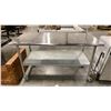 Image 1 : MOBILE STAINLESS STEEL TWO TIER PREPARATION TABLE - APPROX. 60"W X 30"D X 35"H