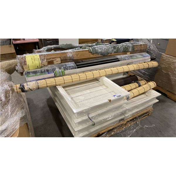 PALLET OF SET DEC PROPS/DECORATIONS - ASSORTED LIGHTING & BLINDS *MUST TAKE ALL*