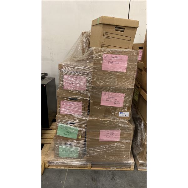 PALLET OF SET DEC PROPS/DECORATIONS - FISH TANK, BOOKS, MAGAZINES, BROOM, MOP & MORE *MUST TAKE ALL*