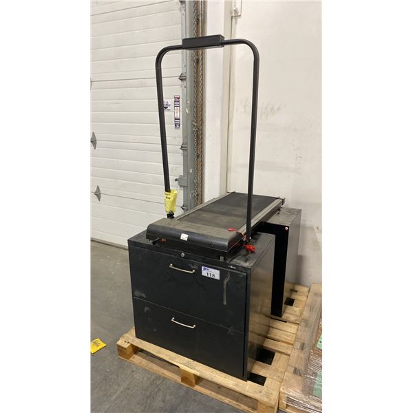 TWO BLACK METAL STORAGE CABINETS & A HOME FITNESS TREADMILL