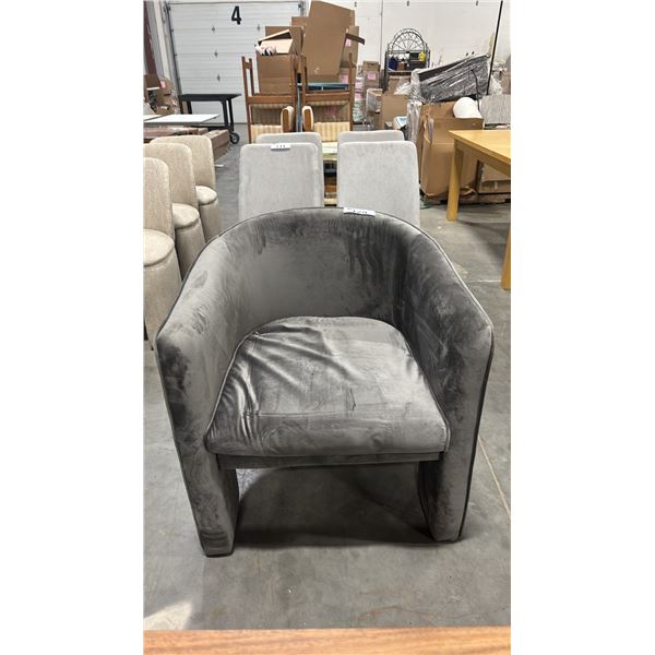 GREY VELVET ARMCHAIR