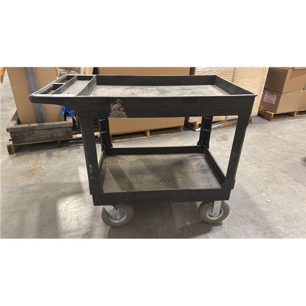 BLACK ULINE TWO TIER PRODUCT CART
