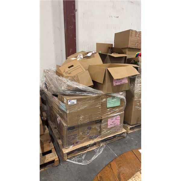 PALLET OF SET DEC PROPS/DECORATIONS - SMALL APPLIANCES, MAKEUP TRAYS, BOOKS, BINDERS, CANNISTERS &