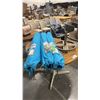 Image 1 : THREE CANVAS OCEAN BLUE OUTDOOR PATIO UMBRELLAS WITH ONE BASE
