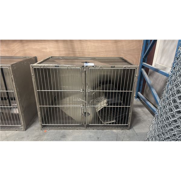 COVE STAINLESS STEEL PET CRATE - APPROX. 43"W X 26"D X 31 1/2"H & A PLASTIC PET CARRIER