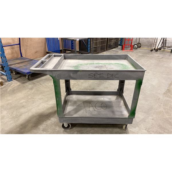 ULINE GREY PLASTIC TWO TIER PRODUCT CART