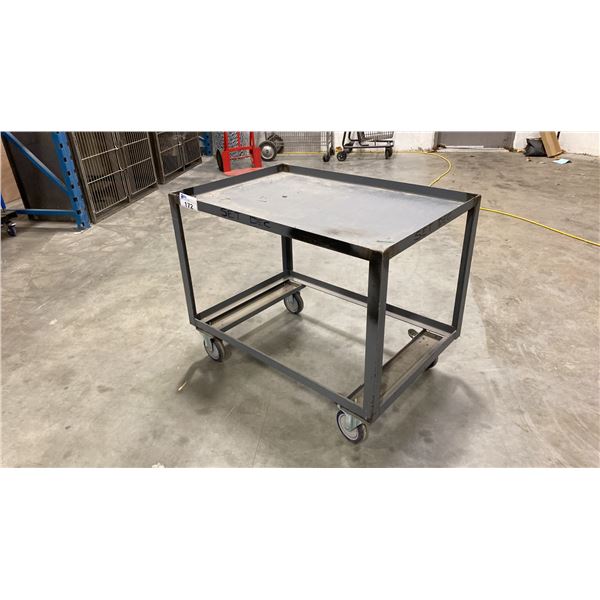 GREY METAL TWO TIER PRODUCT CART