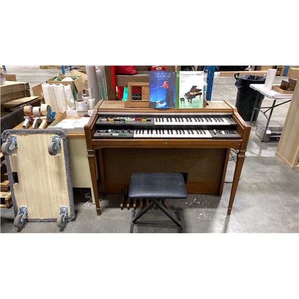 YAMAHA ORGAN WITH BENCH & TWO INSTRUCTION BOOKS