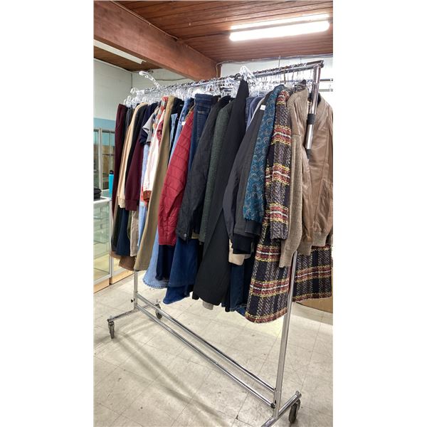 RACK OF SET DEC CLOTHING - COATS, PANTS, SWEATERS & MORE *RACK NOT INCLUDED*