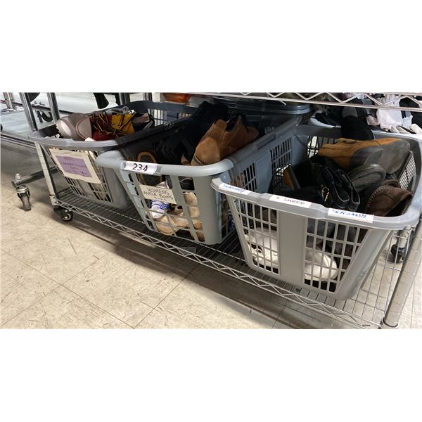 SHELF OF ASSORTED MENS & WOMENS SHOES IN VARIOUS SIZES