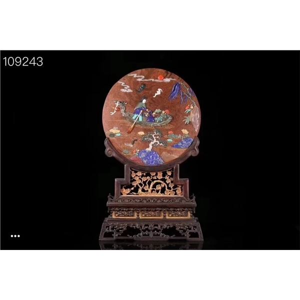 Golden Star Stone Inlaid "Magu Presenting Longevity" Plaque