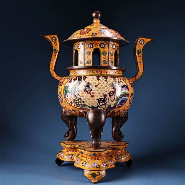 Cloisonné Floral Incense Burner