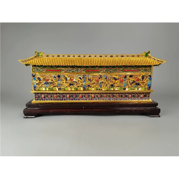 Copper Base Cloisonné Enamel Floral Wire Nine Dragons Wall