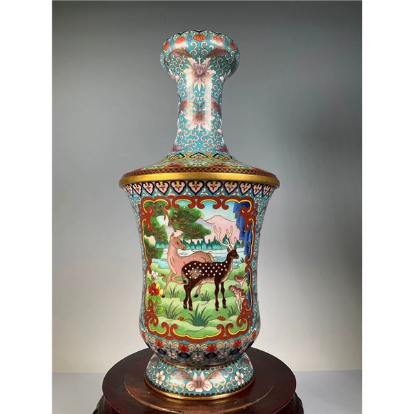 Cloisonné Vase with Deer Scene