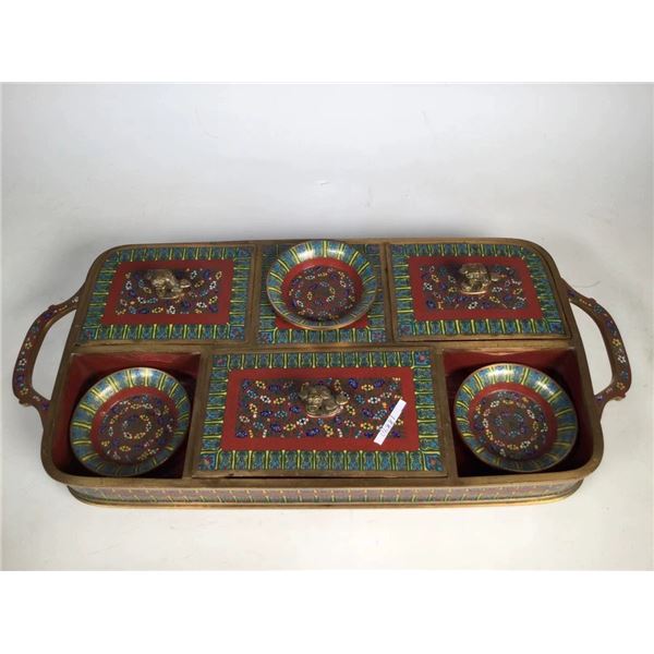 Decorative Cloisonné Tray with Plates