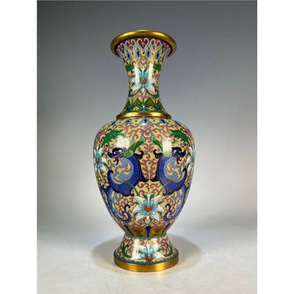 Cloisonné Floral and Dragon Vase