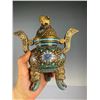 Image 1 : Cloisonné Gilt Incense Burner with Dragon Finial