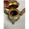 Image 5 : Cloisonné Gilt Incense Burner with Dragon Finial