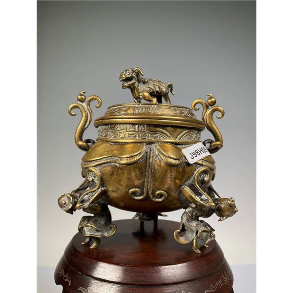Gilt Bronze Censer with Guardian Beast Lid