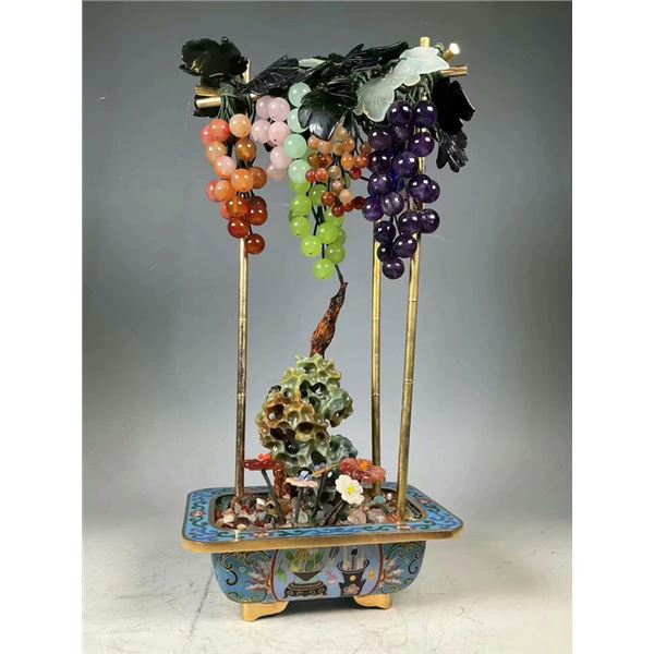 Cloisonné Jade Grape Bonsai