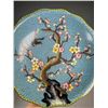 Image 3 : Cloisonné Blue Background Cloud Brocade Pedestal Plate with Floral Rim