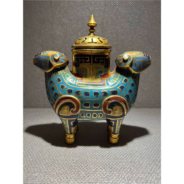 Cloisonné Enamel Ram-Shaped Censer