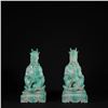 Image 3 : Pair of Green-Glazed Qilin Figures