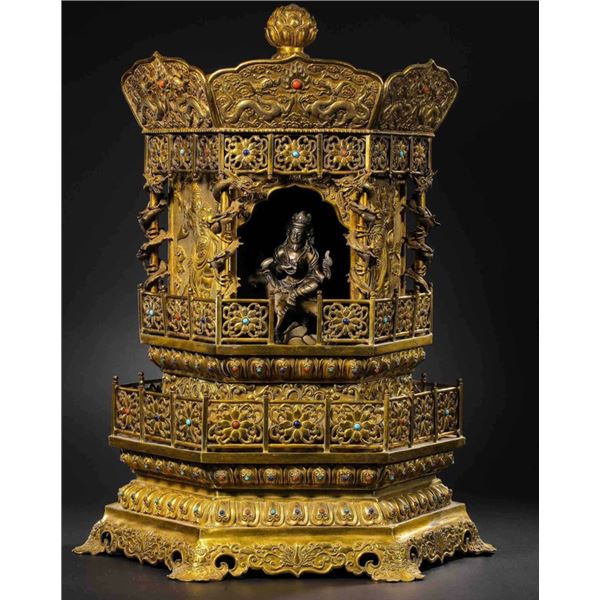 Qing Dynasty Gilded Bronze Buddha Shrine