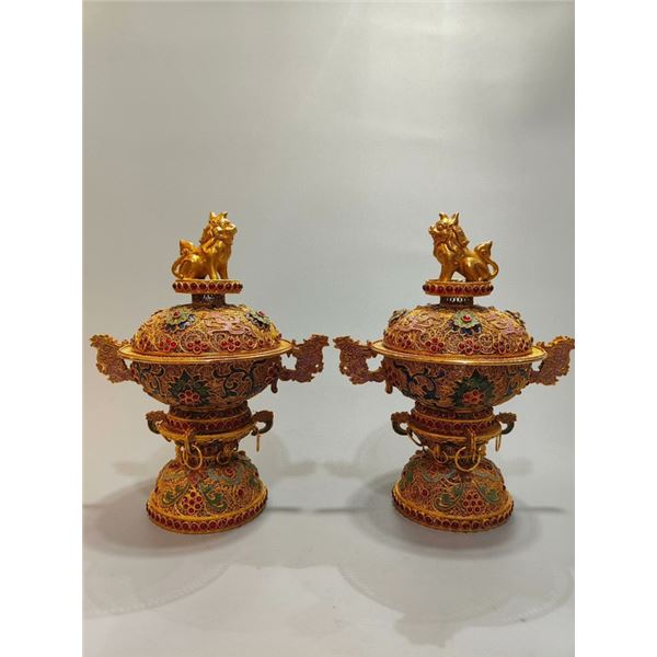 Pair of Lion Incense Burners