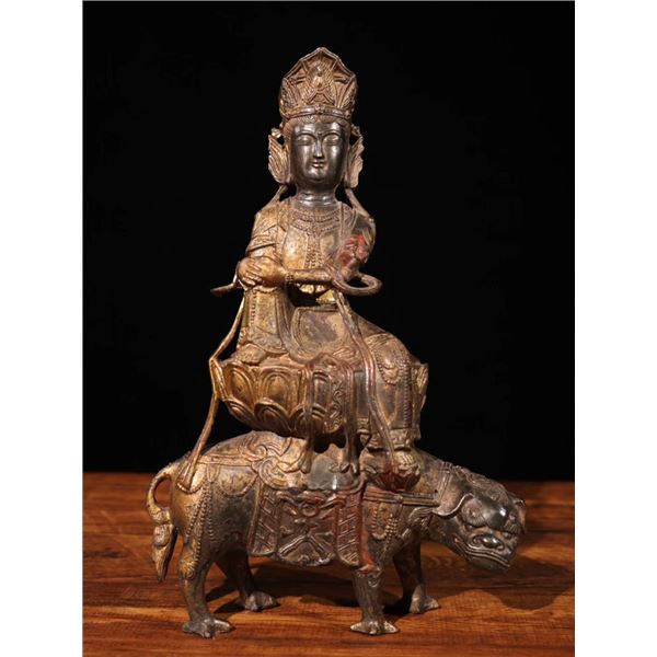 Bronze Buddha Sculpture on Beast