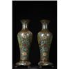 Image 3 : Cloisonné "Pine and Crane Longevity" Dragon-Eared Vases (Pair)