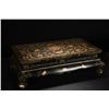 Image 1 : Wood-Based Lacquered Table with True Gold Painted Lotus Pattern