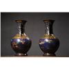 Image 7 : Cloisonné Dragon and Phoenix "Auspicious Union" Dragon-Eared Vases (Pair)