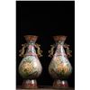 Image 1 : Cloisonné Vases with Floral Motifs and Dragon Handles