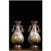 Image 6 : Cloisonné Vases with Floral Motifs and Dragon Handles