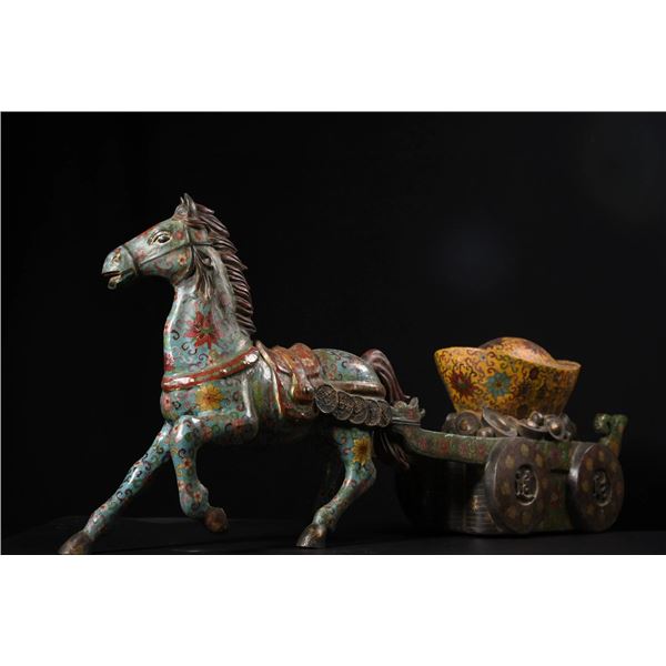 Cloisonné Horse and Carriage Ornament