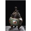 Image 7 : Cloisonné Tripod Censer with Dragon Handles and Lion Finial