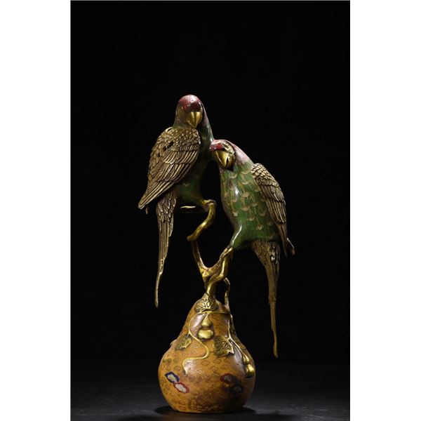 Cloisonné Incense Burner with Pair of Birds