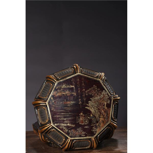 Lacquered Scholar’s Box with Gilt Deer and Crane Motifs