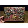 Image 1 : Engraved and Painted Box with Deer and Crane Motifs
