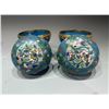 Image 2 : Pair of Cloisonné Spherical Covered Boxes with Floral Motifs