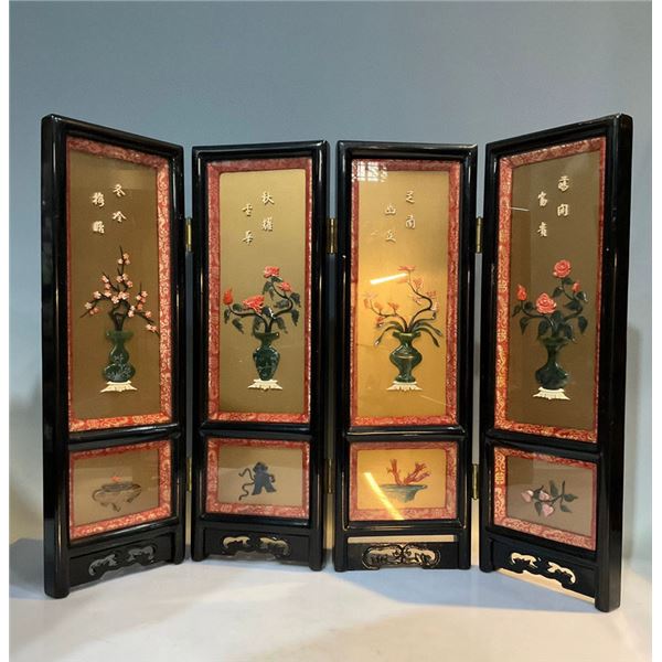 Exquisite Floral Folding Screen