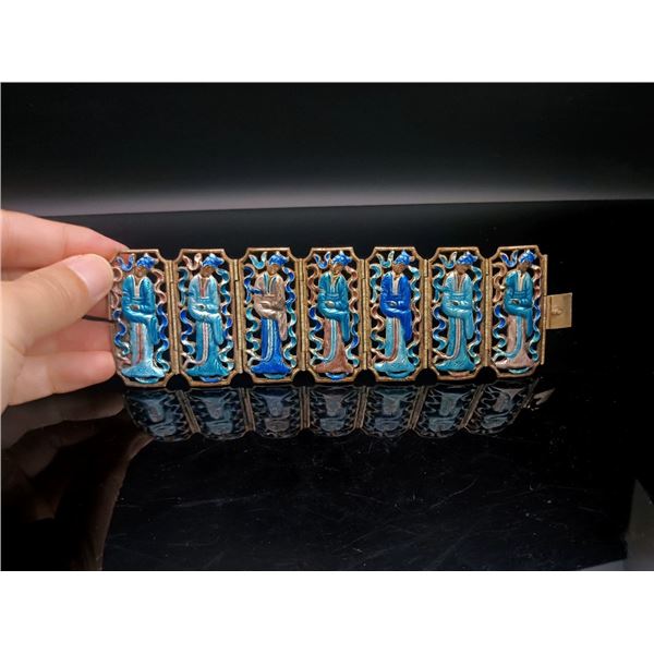 Antique Filigree Enamel Bracelet