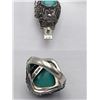 Image 9 : F92 Export Premium Silver Filigree Inlaid Natural Turquoise Ring and Bracelet Set